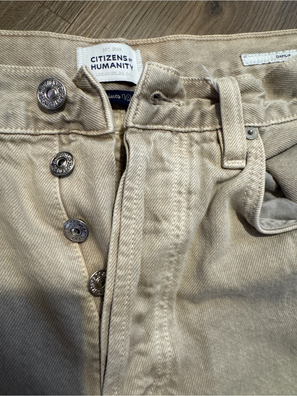 Citizens of Humanity Tan High-Rise Button-Fly Jeans